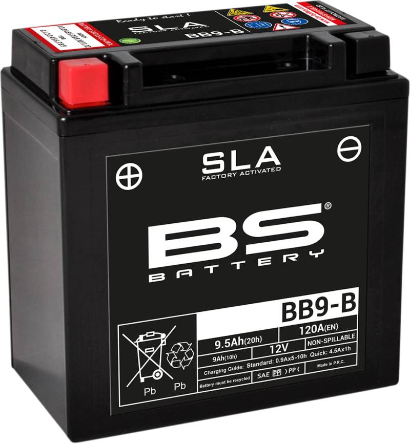 BS Battery 300675 BB9-B AGM SLA Motorrad Batterie, Schwarz von BS Battery