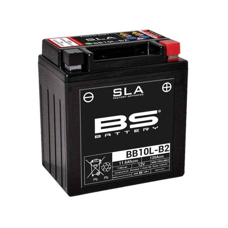 BS Battery 300677 BB10L-B2 AGM SLA Motorrad Batterie, Schwarz von BS Battery