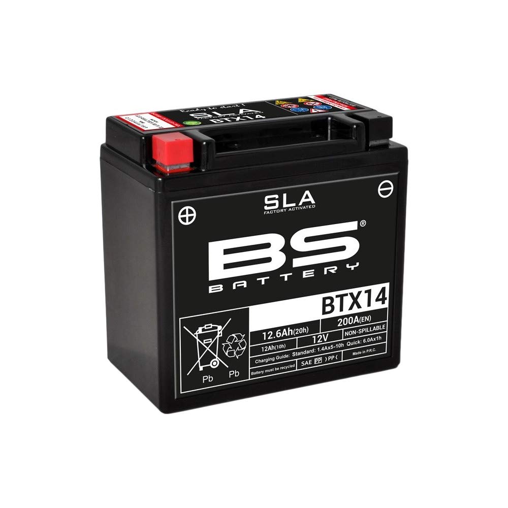 BS Battery 300681 BTX14 AGM SLA Motorrad Batterie, Schwarz von BS Battery