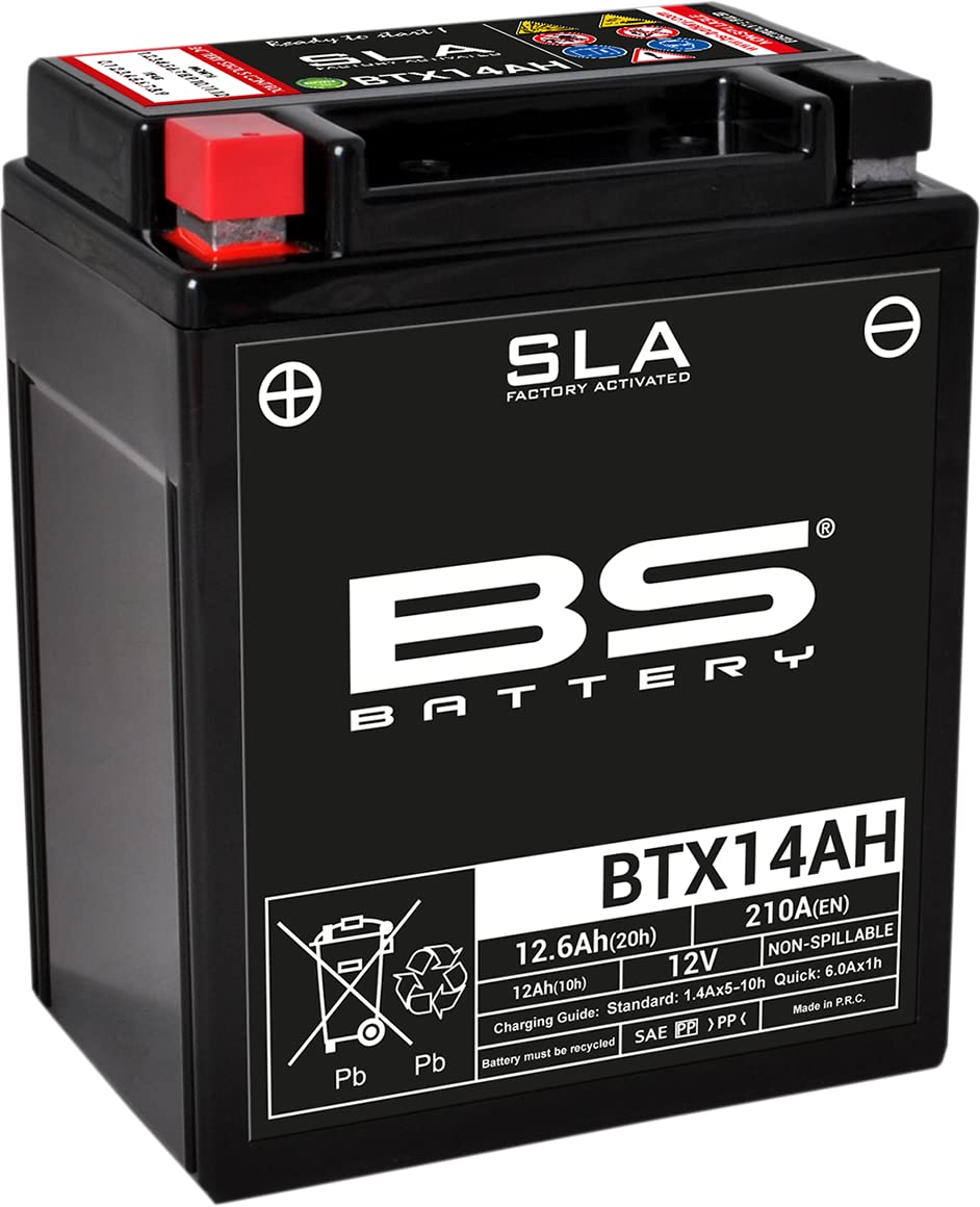 BS Battery 300758 BTX14AH AGM SLA Motorrad Batterie, Schwarz von BS Battery