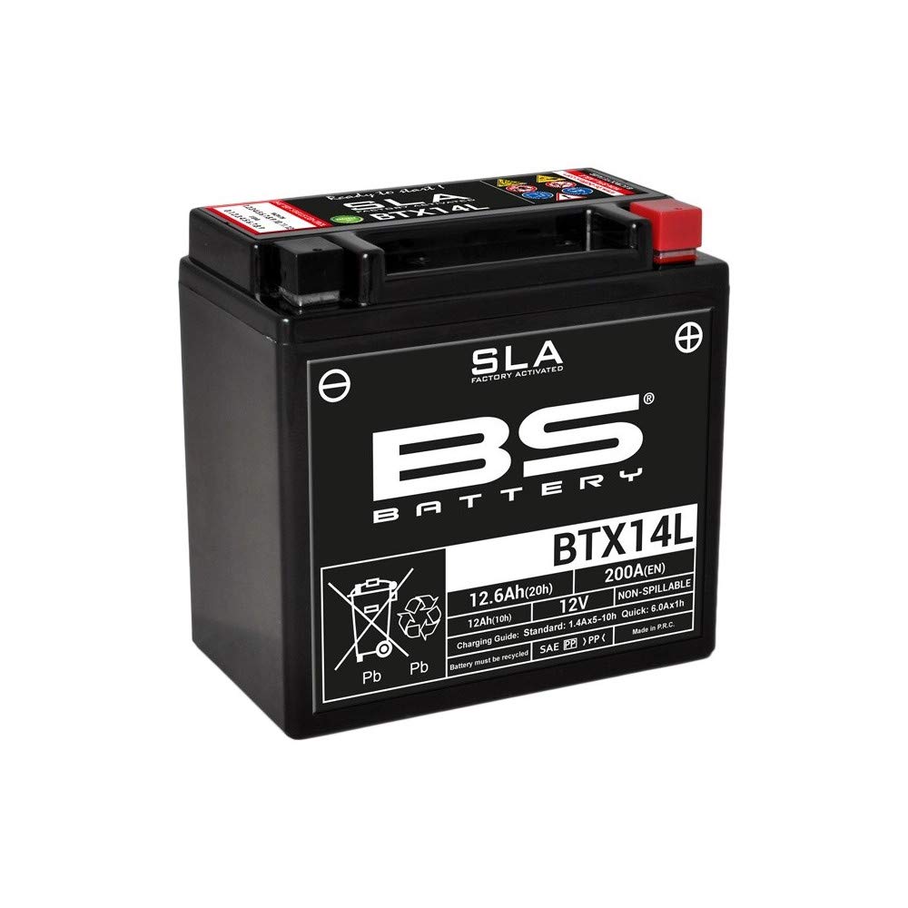 BS Battery 300760 BTX14L AGM SLA Motorrad Batterie, Schwarz von BS Battery