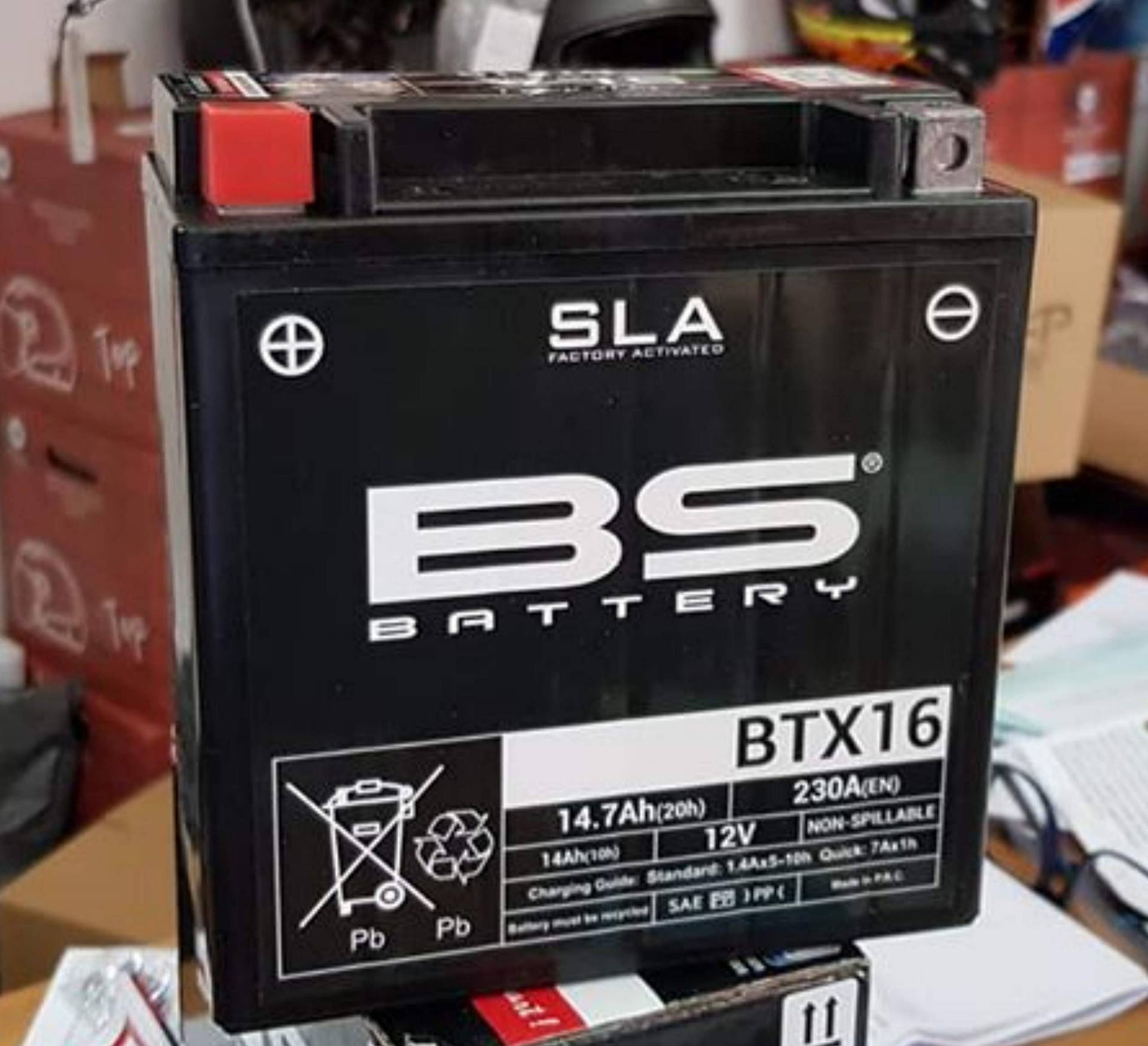 BS Battery 300763 BTX16 AGM SLA Motorrad Batterie, Schwarz von BS Battery