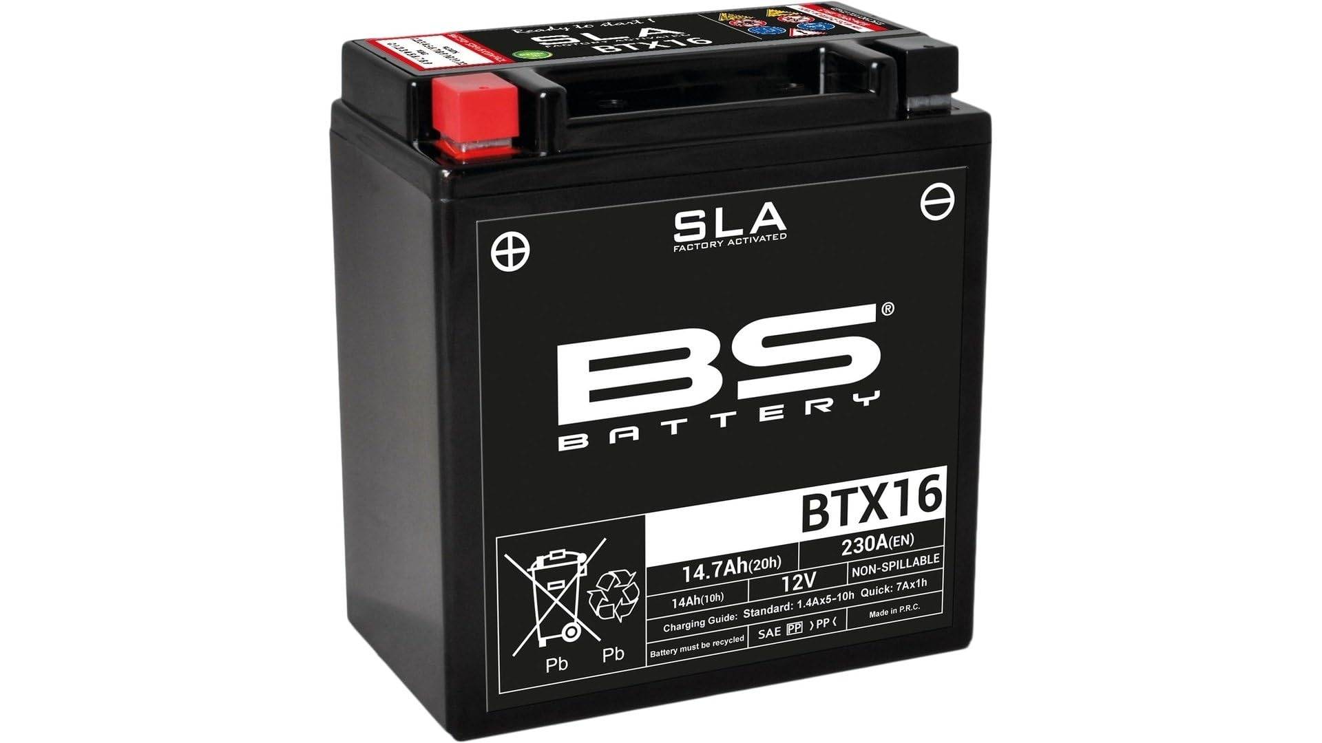 BS Battery 300763 BTX16 AGM SLA Motorrad Batterie, Schwarz von BS Battery