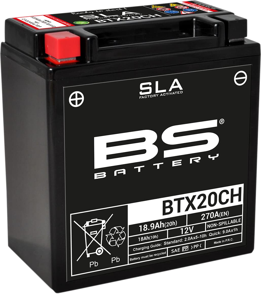 BS Battery 300766 BTX20CH AGM SLA Motorrad Batterie, Schwarz von BS Battery