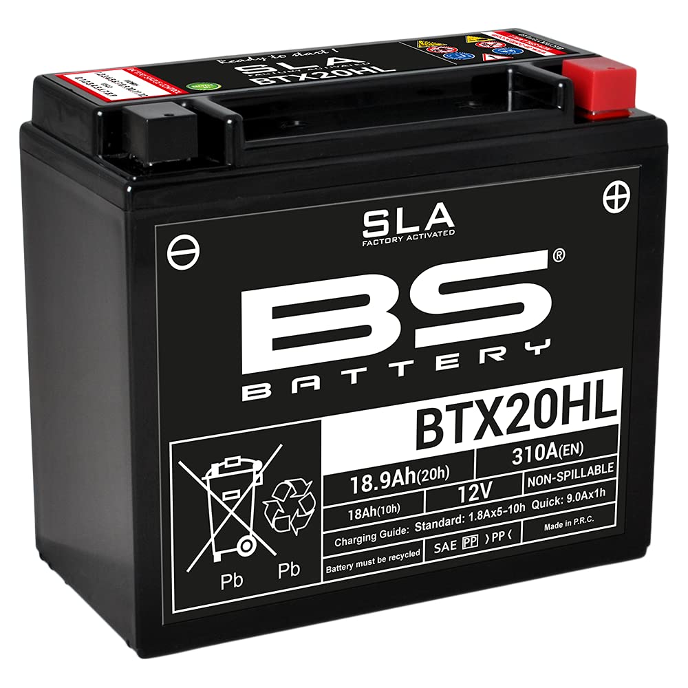 BS Battery 300768 BTX20HL AGM SLA Motorrad Batterie, Schwarz von BS Battery