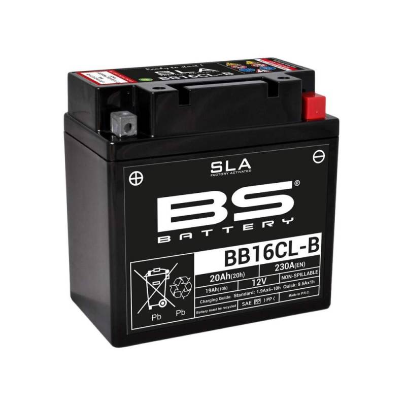 BS Battery 300771 BB16CL-B AGM SLA Motorrad Batterie, Schwarz von BS Battery