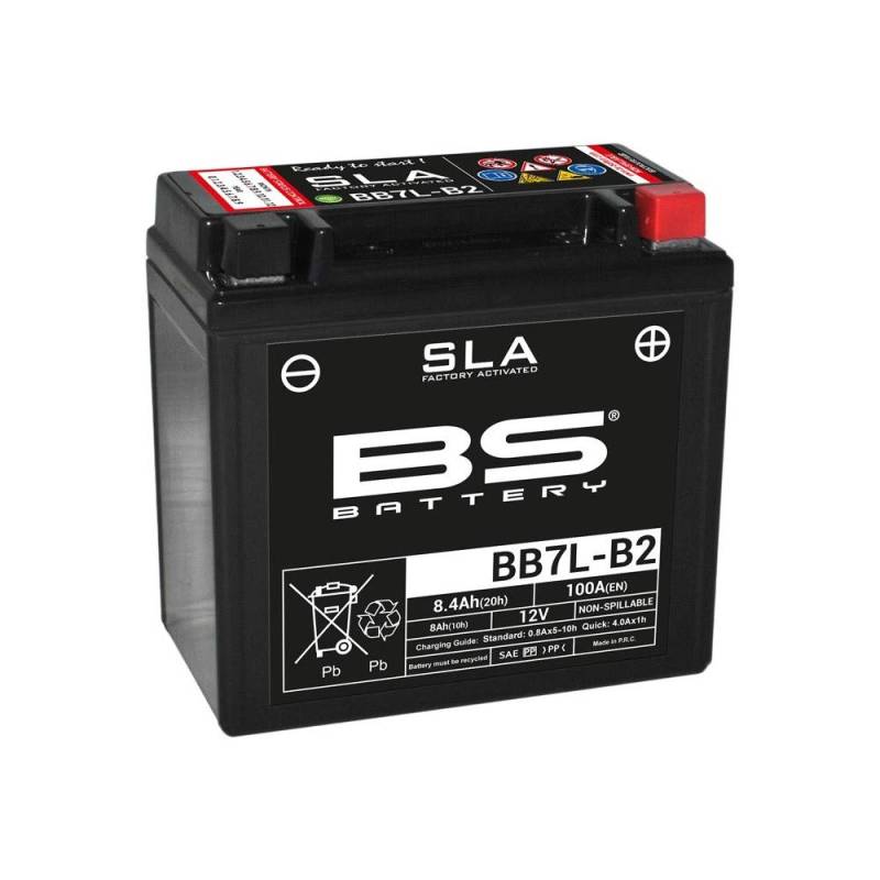 BS Battery 300836 BB7L-B2 AGM SLA Motorrad Batterie, Schwarz von BS Battery