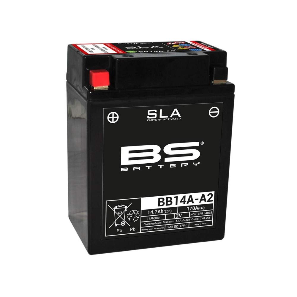 BS Battery 300838 BB14A-A2 AGM SLA Motorrad Batterie, Schwarz von BS Battery