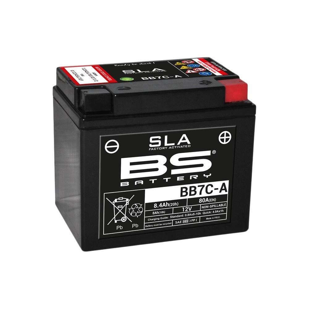 BS Battery 300843 BB7C-A AGM SLA Motorrad Batterie, Schwarz von BS Battery