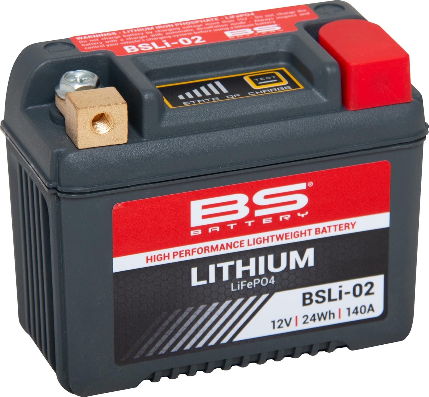 BS Lithium-Eisenphosphat BSLi-02 (YB5L-B) - 12V 24Wh 140A - Maße: 10,7 x 5,6 x 8,5 cm für SIMSON SR50 2CE EI Starter 50 1993-1995 von BS Battery
