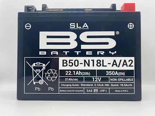 Bs battery AGM B50-N18L-A/A2 SLA Motorradbatterie für HARLEY-DAVIDSON FLT/FHLT Series 1340 1980-1996 von BS Battery