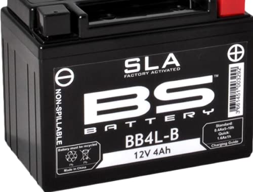 Motorrad Batterie BS SLA BB4L-B (YB4L-B) AGM - wartungsfrei - 12V 4Ah - Maße: 120 x 70 x 92 mm passend für Peugeot Zenith 100 2001- von BS Battery