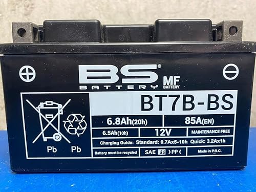 Motorradbatterie BS BT7B-BS (YT7B-BS) – wartungsfrei – 12 V 6,5 Ah – Maße: 150 x 65 x 92 mm kompatibel mit Yamaha Xenter 125 2012 von BS Battery