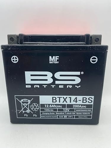 Motorradbatterie BS BTX14-BS (YTX14-BS) - wartungsfrei - 12 V 12 Ah - Maße: 150 x 87 x 145 mm kompatibel mit BMW F 650 GS 2008/2012 von BS Battery