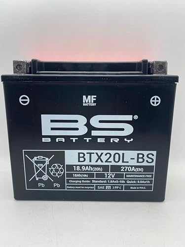Motorradbatterie BS BTX20L-BS (YTX20L-BS) wartungsfrei - 12 V 18 Ah - Maße: 175 x 87 x 155 mm von BS Battery