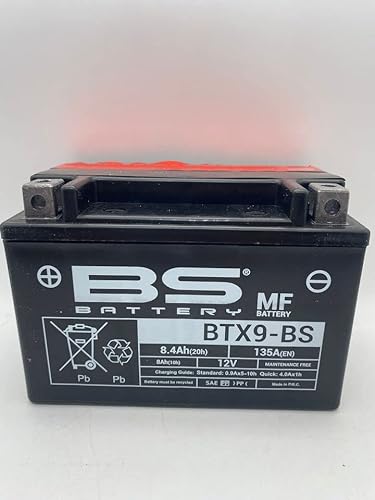 Motorradbatterie BS BTX9-BS (YTX9-BS) wartungsfrei 12V 8Ah Maße: 150 x 87 x 105 mm kompatibel mit E-Ton RXL-4S Viper 4T 150 0000-0000 von BS Battery