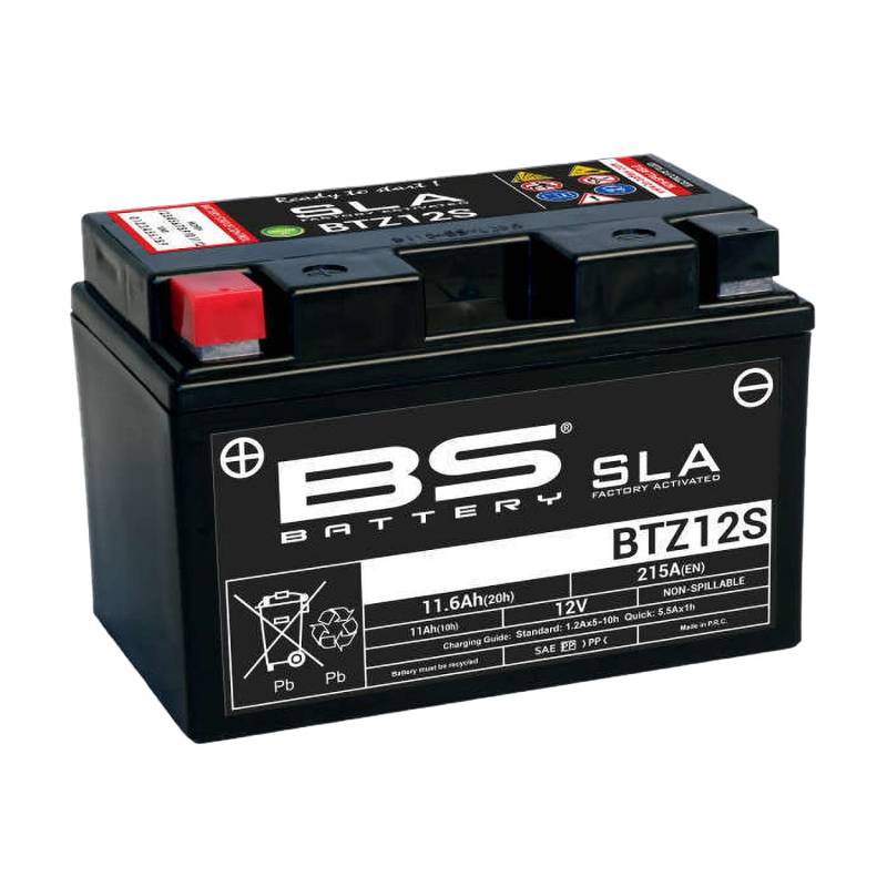 Motorradbatterie BS SLA BTZ12S (YTZ12S) AGM - Wartungsfrei - 12 V 11 Ah - Maße: 150 x 88 x 110 mm kompatibel mit HONDA FJS600DB/AB 600 2010 von BS Battery