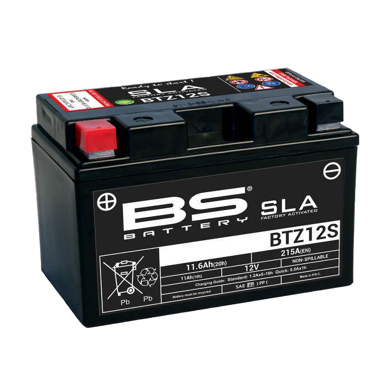 Motorradbatterie BS SLA BTZ12S (YTZ12S) AGM - Wartungsfrei - 12 V 11 Ah - Maße: 150 x 88 x 110 mm kompatibel mit HONDA PS 250 BIG RUCKUS 250 2005-2008 von BS Battery
