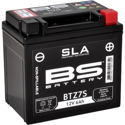 Motorradbatterie BS SLA BTZ7S (YTZ7S) AGM - Wartungsfrei - 12 V 6 Ah - Maße: 113 x 70 x 105 mm kompatibel mit KTM XC ATV 505 2008-2009 von BS Battery