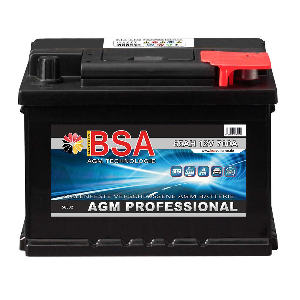 AGM Batterie 65AH 12V Solarbatterie AGM Gel Versorgungsbatterie Wohnmobil Boot Akku ersetzt 60AH 70AH von BSA BATTERY HIGH QUALITY BATTERIES