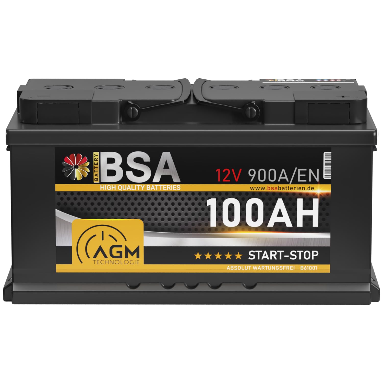 BSA AGM Batterie 100Ah 12V 900A/EN Start-Stop Batterie Autobatterie VRLA statt 95Ah 92Ah 90Ah von BSA BATTERY HIGH QUALITY BATTERIES