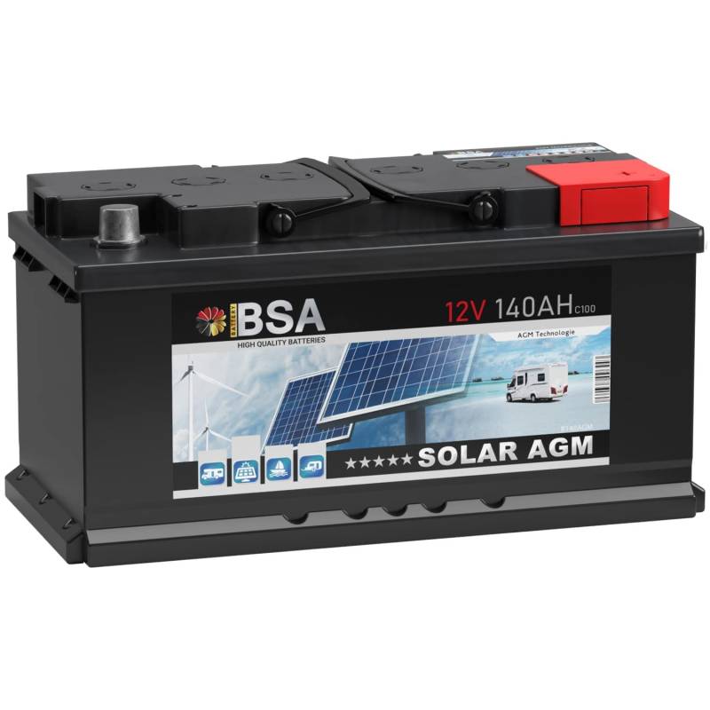BSA AGM Batterie 140Ah 12V Solarbatterie Deep Cycle Wohnmobil Bootsbatterie zyklenfeste wartungsfreie VRLA Batterie ersetzt 120Ah 130Ah von BSA BATTERY HIGH QUALITY BATTERIES