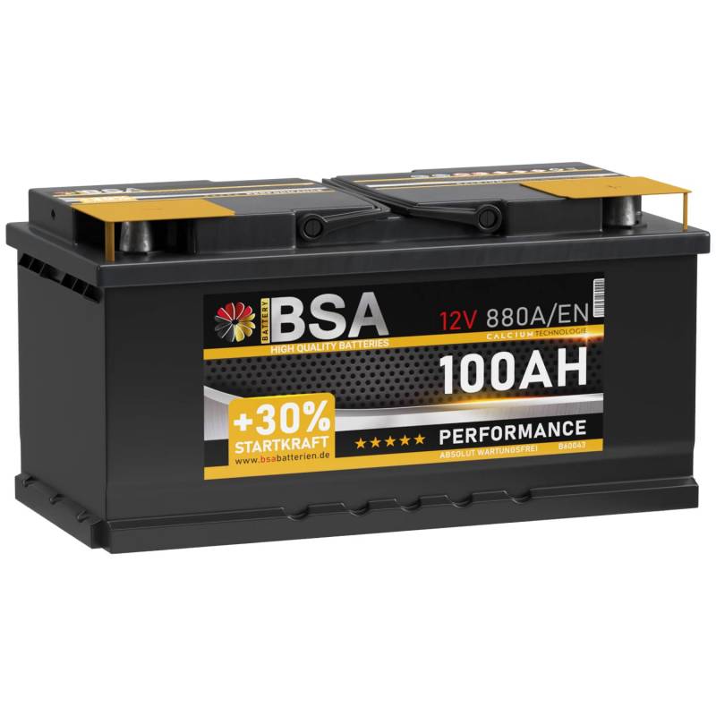 BSA Autobatterie 100Ah 12V 880A/EN +30% mehr Startkraft Starterbatterie Batterie ersetzt 85Ah 88Ah 90Ah 92Ah 95Ah von BSA BATTERY HIGH QUALITY BATTERIES
