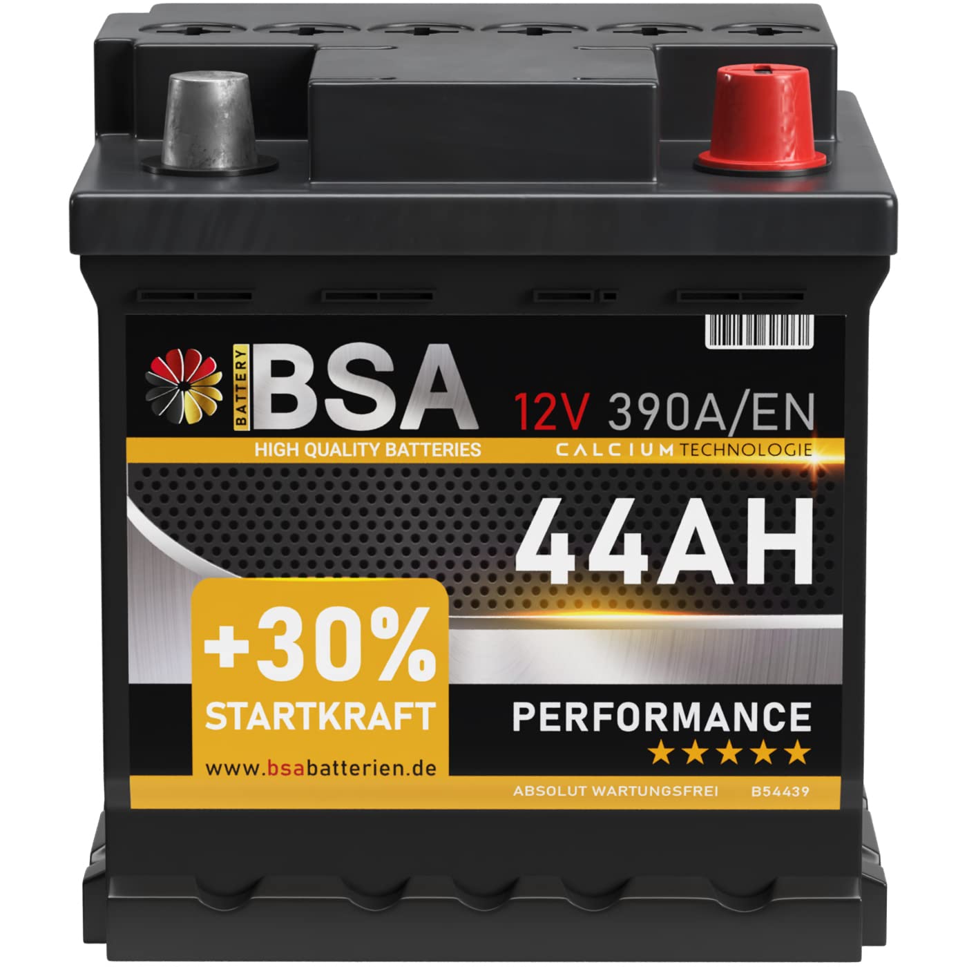 BSA Autobatterie 12V 44AH 390A/EN Starterbatterie ersetzt 45Ah 50Ah 46Ah 40Ah von BSA BATTERY HIGH QUALITY BATTERIES