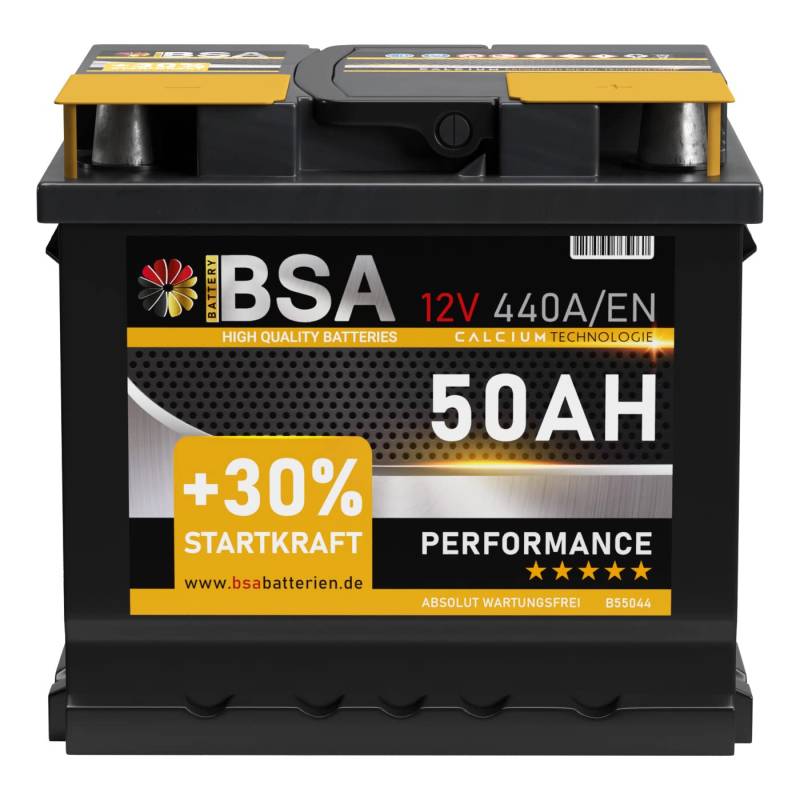 BSA Autobatterie 12V 50AH 440A/EN Starterbatterie Batterie ersetzt 44Ah 45Ah 47Ah 50Ah 40Ah mit PKW von BSA BATTERY HIGH QUALITY BATTERIES