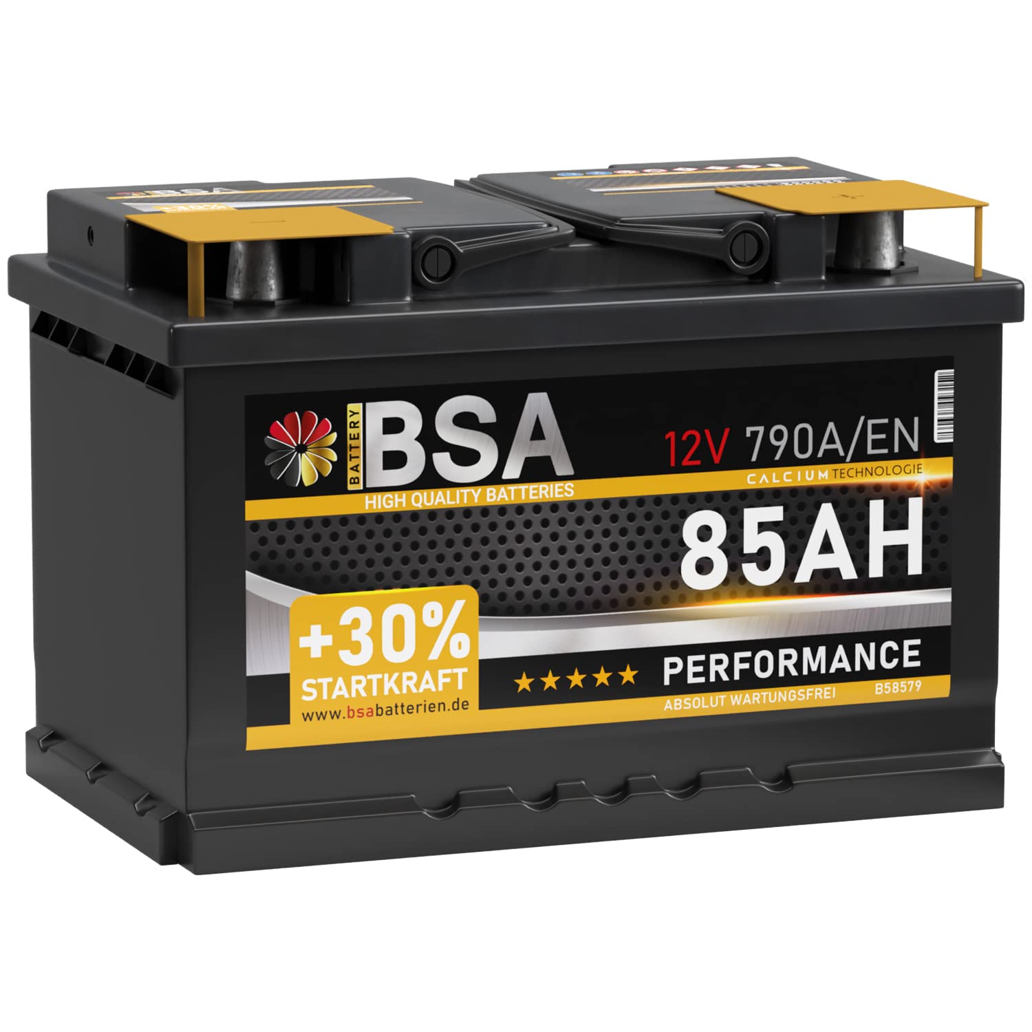 BSA Autobatterie 85Ah 12V 790A/EN +30% mehr Startkraft Starterbatterie Batterie ersetzt 70Ah 72Ah 74Ah 75Ah 77Ah 80Ah BSA Autobatterie 85Ah 12V 790A/EN +30% mehr Startkraft Starterbatterie Batterie ersetzt 70Ah 72Ah 74Ah 75Ah 77Ah 80Ah von BSA BATTERY HIGH QUALITY BATTERIES