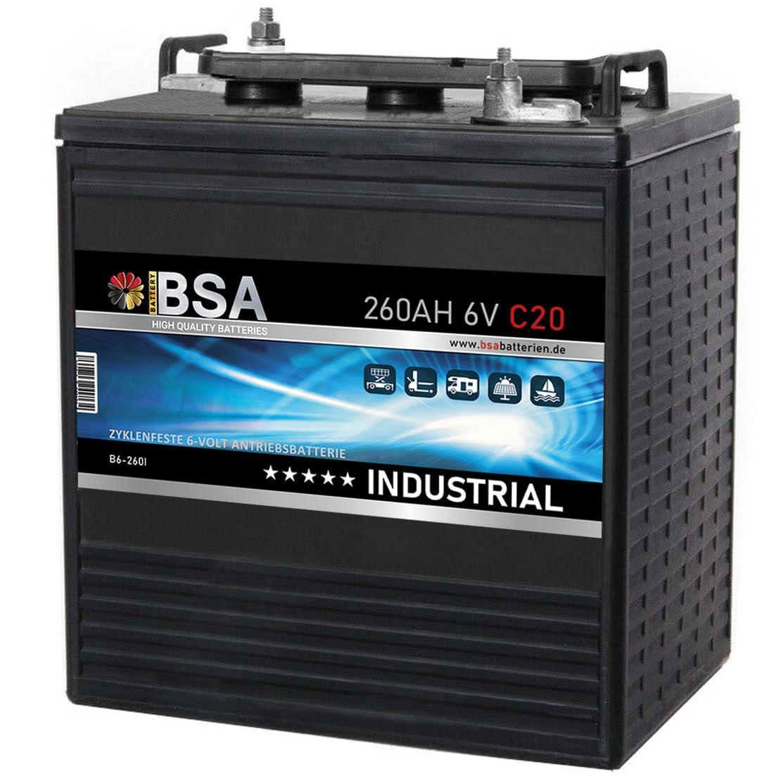 BSA Batterie 6V 260Ah C20 Traktionsbatterie Antrieb Gabelstapler Stapler Hubwagen Hebebühne Elektroauto Batterie Golfcart Batterie 215Ah C5 BSA Batterie 6V 260Ah C20 Traktionsbatterie Antrieb Gabelstapler Stapler Hubwagen Hebebühne Elektroauto Batterie Golfcart Batterie 215Ah C5 von BSA BATTERY HIGH QUALITY BATTERIES