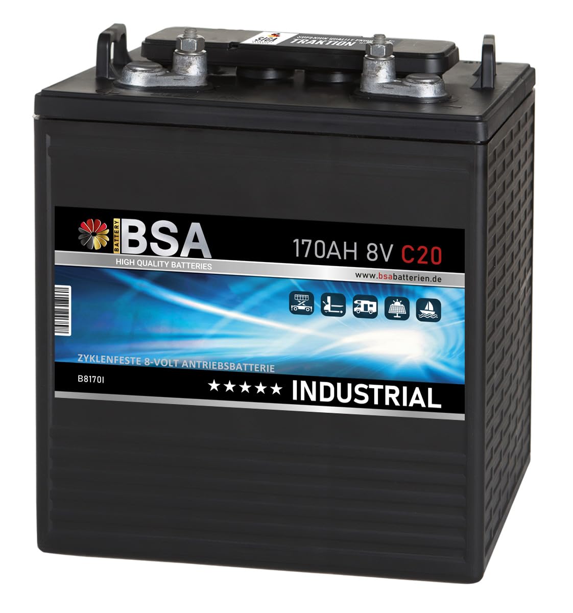 BSA Batterie 8V 170Ah Traktionsbatterie Antrieb Gabelstapler Stapler Hubwagen Hebebühne Elektroauto Batterie BSA Batterie 8V 170Ah Traktionsbatterie Antrieb Gabelstapler Stapler Hubwagen Hebebühne Elektroauto Batterie von BSA BATTERY HIGH QUALITY BATTERIES