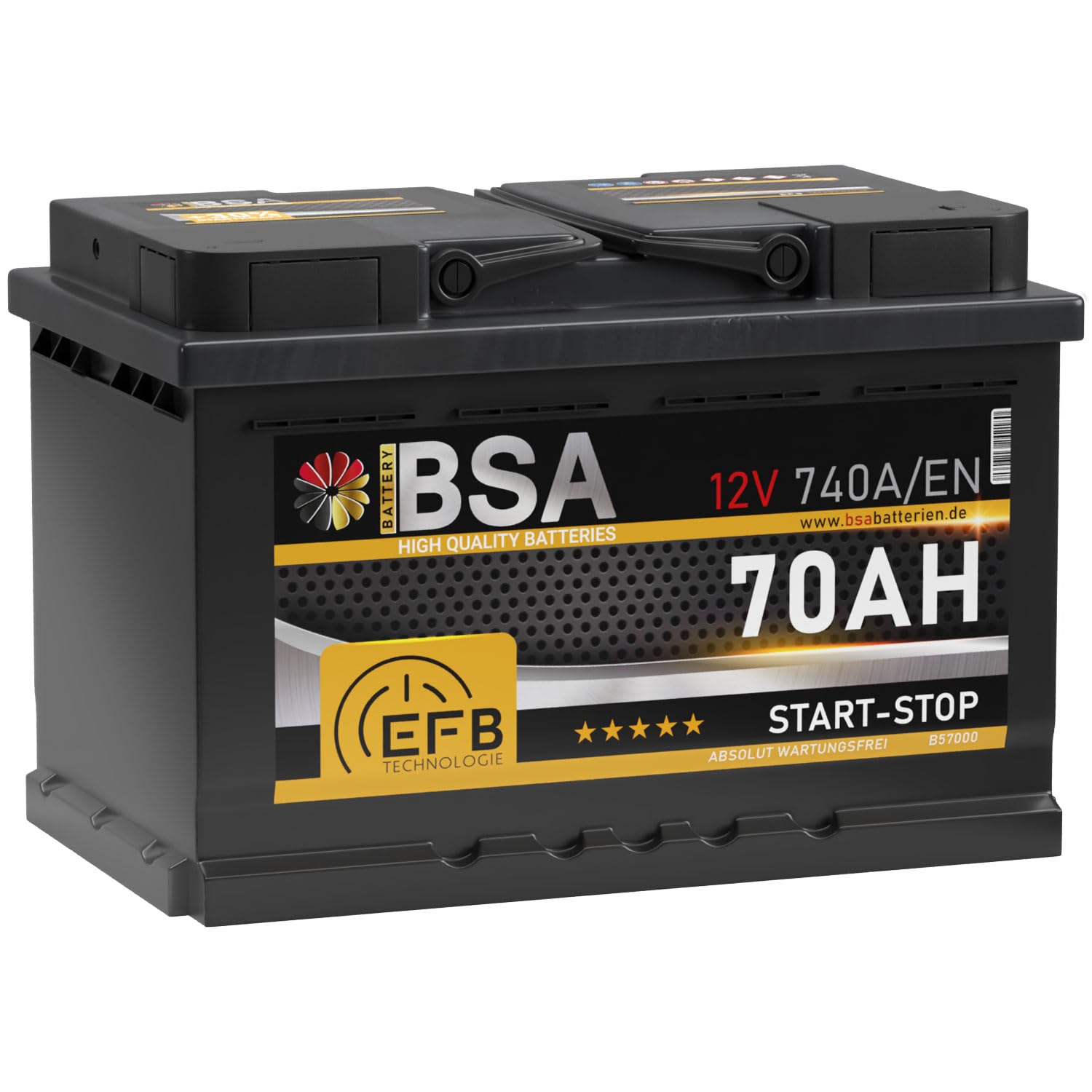 BSA EFB Batterie 70Ah 12V Start Stop Batterie Autobatterie Starterbatterie von BSA BATTERY HIGH QUALITY BATTERIES