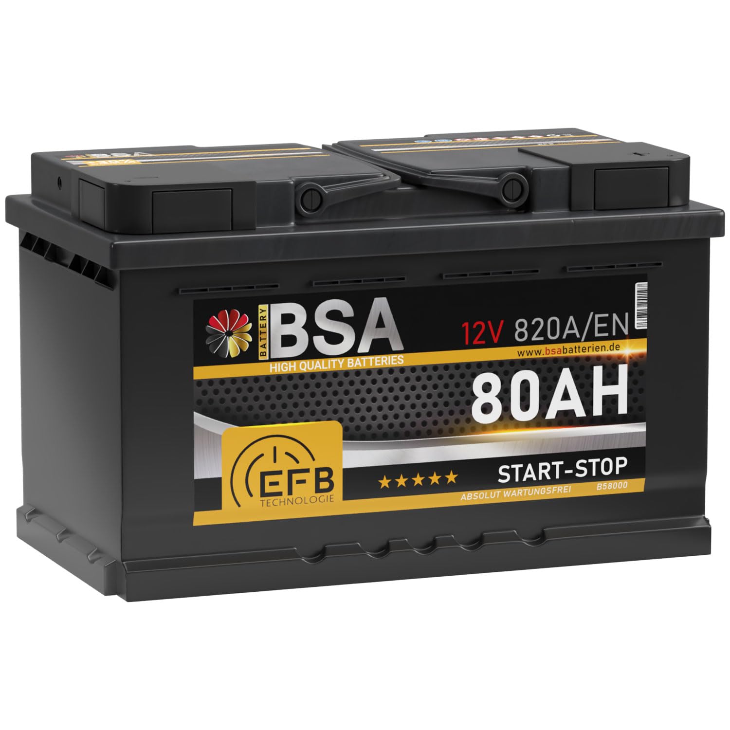 BSA EFB Batterie 80Ah 12V Start Stop Batterie Autobatterie Starterbatterie von BSA BATTERY HIGH QUALITY BATTERIES