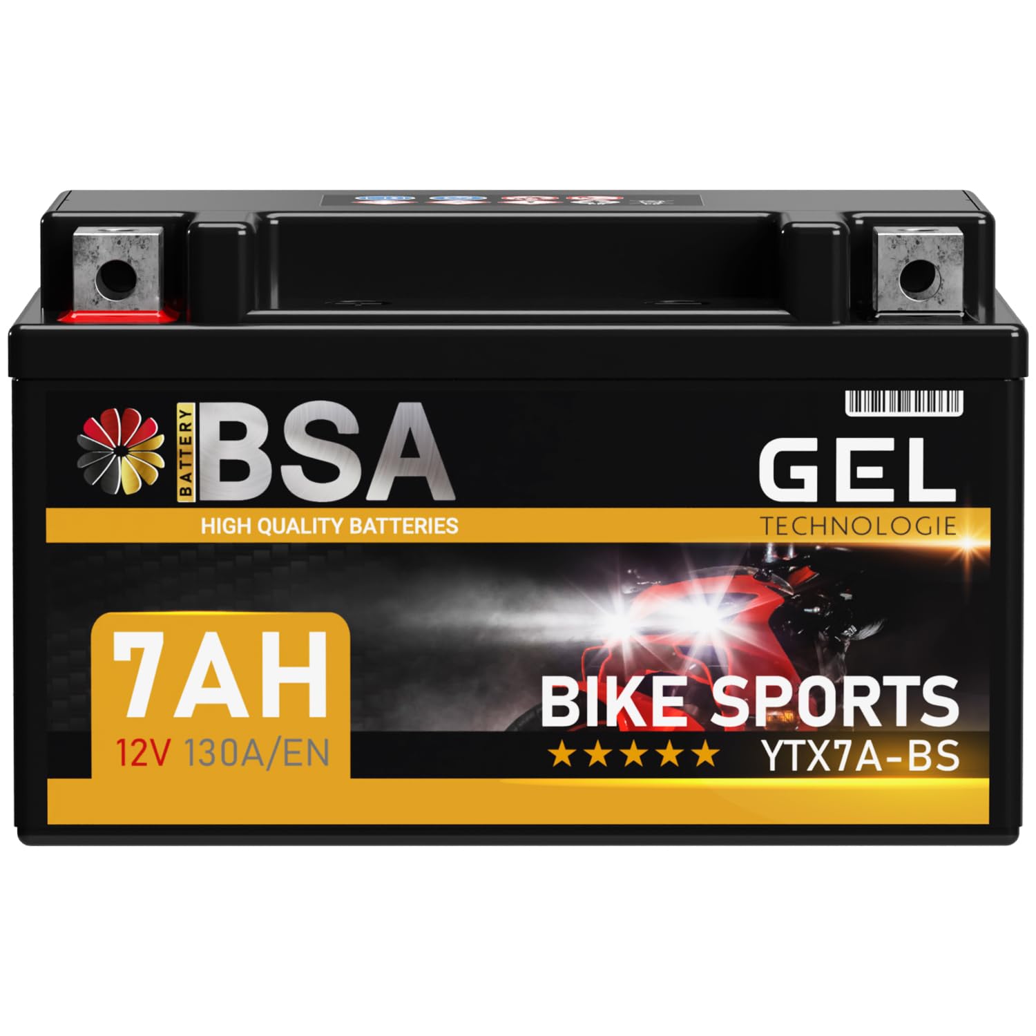BSA YTX7A-BS GEL Roller Batterie 12V 7Ah 130A/EN Motorradbatterie doppelte Lebensdauer entspricht 50615 CTX7A-BS JMTX7A-BS vorgeladen auslaufsicher wartungsfrei ersetzt 6Ah von BSA BATTERY HIGH QUALITY BATTERIES