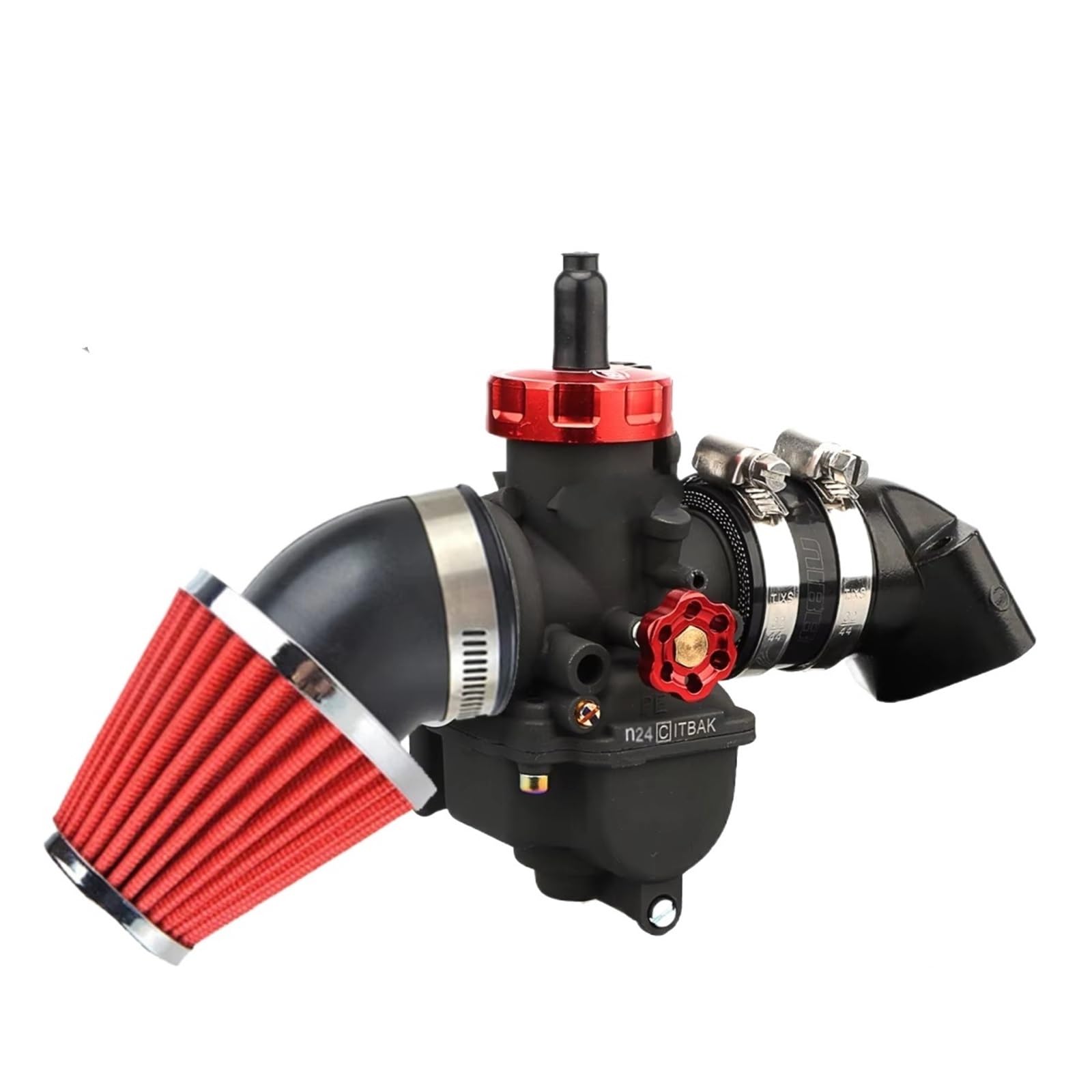 Motor Vergaser Vergaser Kit Für 125CC-200CC GY6 Motor Ansaugstutzen 48mm Luftfilter PE24/26mm Motorrad Roller ATV Vergaser Kit(PE24mmRaceSet2) von BSBZGKGPBW
