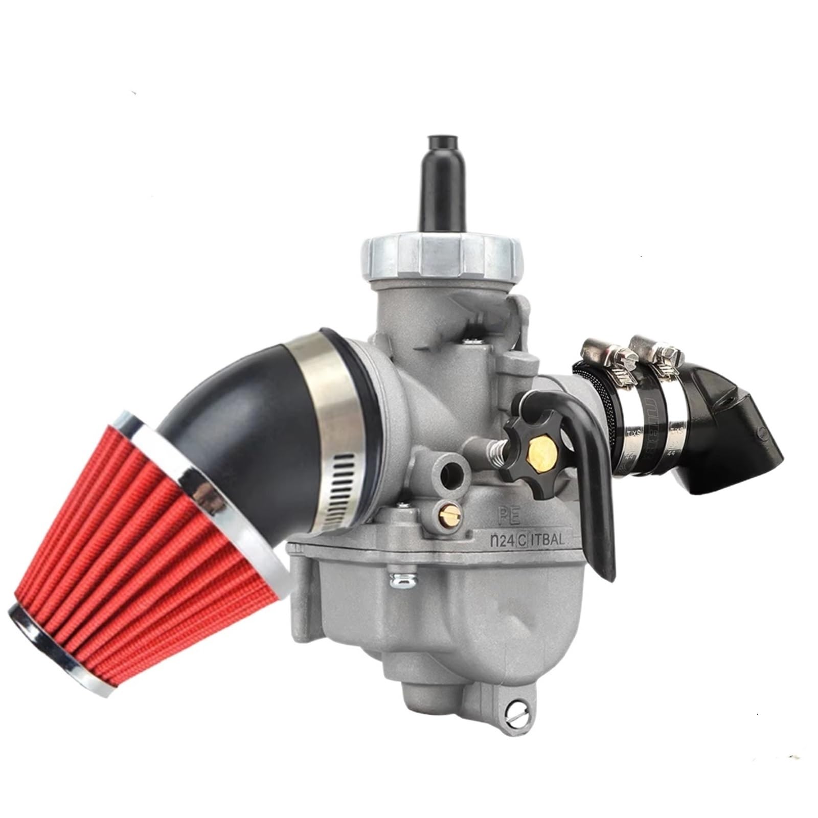 Motor Vergaser Vergaser Kit Für 125CC-200CC GY6 Motor Ansaugstutzen 48mm Luftfilter PE24/26mm Motorrad Roller ATV Vergaser Kit(PE24mmSportSet2) von BSBZGKGPBW