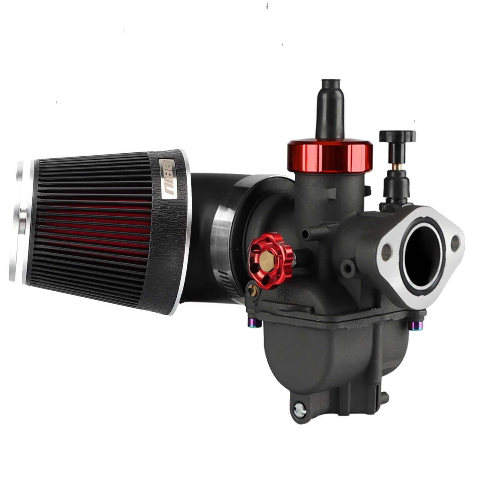 Motor Vergaser Vergaser Kit Für 2T 4T Pit Dirt Bike Motorrad PE Flansch Vergaser Set Mit CNC Luftfilter Carb Jets(PE17mmFLYJ Kit) von BSBZGKGPBW