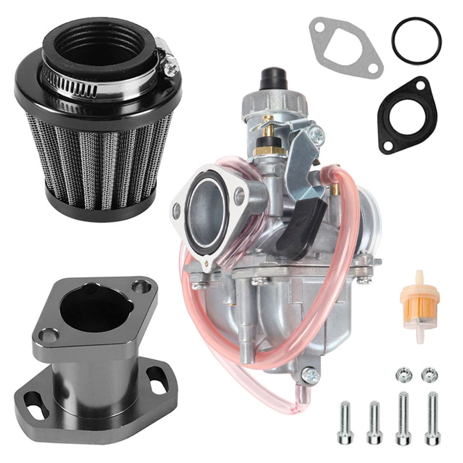 Motor Vergaser Vergaser Kit Für GX160 Für GX200 Für Predator 212cc 196cc Ansaugrohr Mainfold VM22 26mm Vergaser 38mm Luftfilter Kit(Black) von BSBZGKGPBW