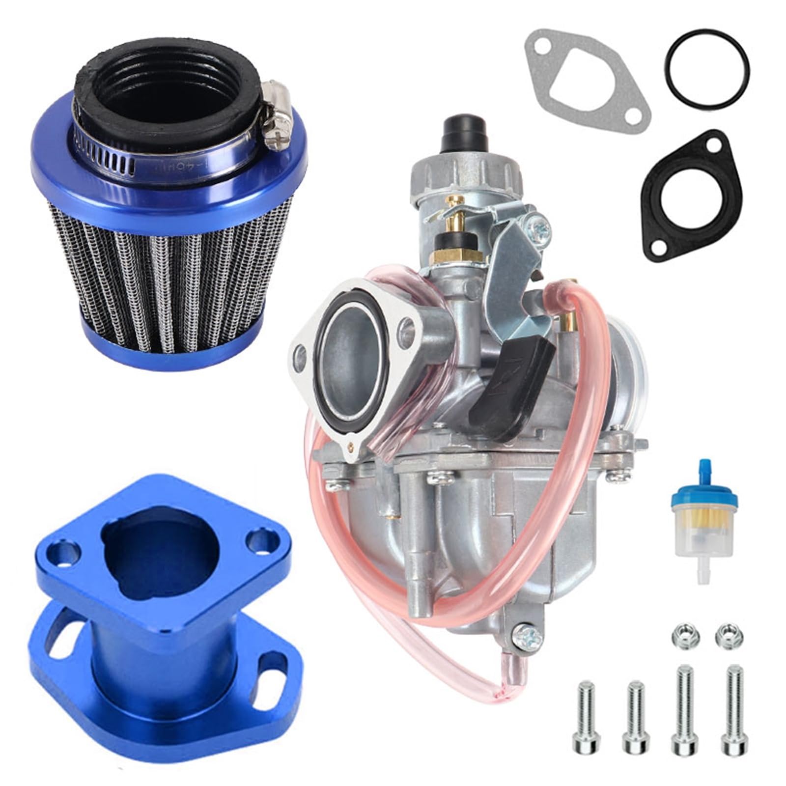 Motor Vergaser Vergaser Kit Für GX160 Für GX200 Für Predator 212cc 196cc Ansaugrohr Mainfold VM22 26mm Vergaser 38mm Luftfilter Kit(Blue) von BSBZGKGPBW