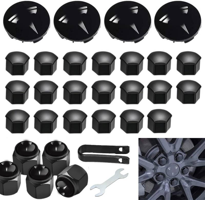 BSNRDX 29 Stück Auto Radmutterkappen Radkappen Kit Center Radkappen Kit, Radnabenkappen Felgendeckel ABS Wheel Caps Radnabenabdeckung, Radmutterkappen, mit Außenschutz, Silber-Logo von BSNRDX