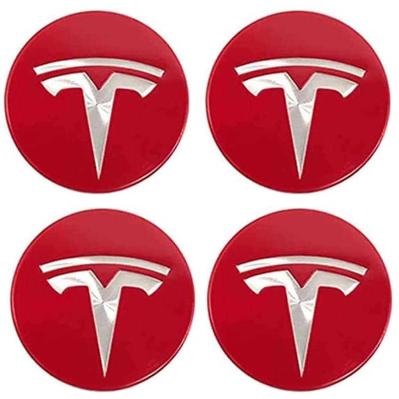 4 Stück Auto Radnabendeckel für Tesla Model 3 X S 65mm, Felgenkappen Nabenabdeckung Zubehör,D von BSWNSJZT