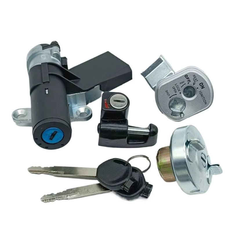 BSWRTH Start Zündschlüssel Kompatibel Mit NPS50 Für Ruckus Für Zoomer 50 2003–2015 2016 2017 Motorrad-Zündschalter, Tankdeckel, Helmschloss-Set 35014-GEZ-Y21 35014-GEZ-611 von BSWRTH