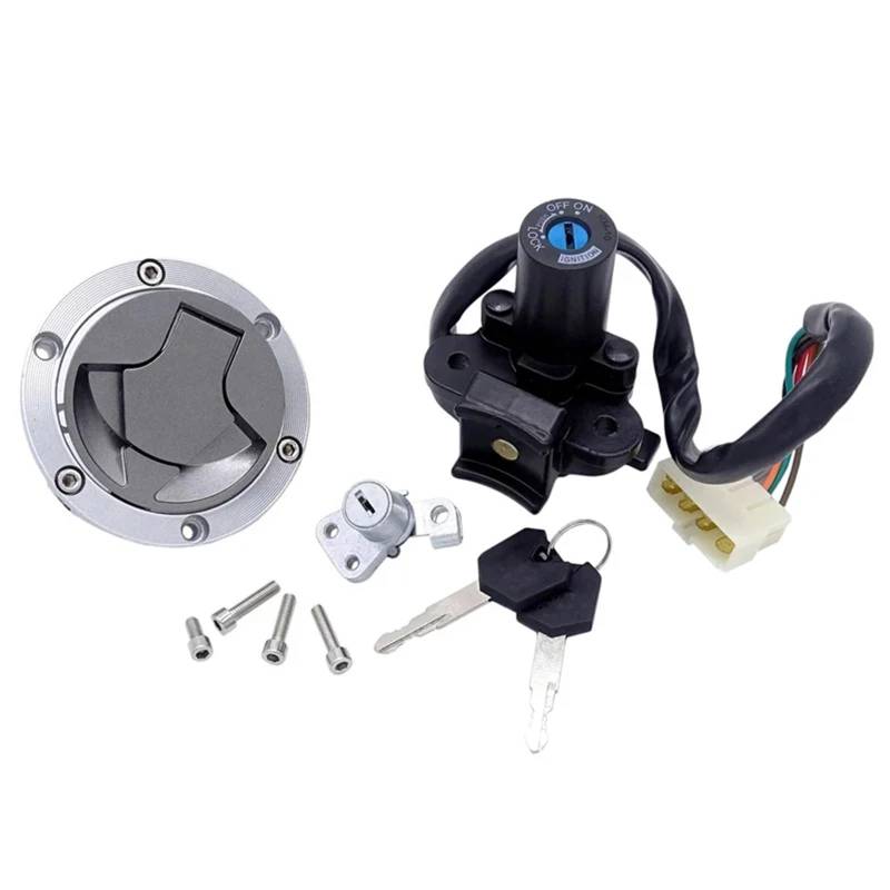 BSWRTH Start Zündschlüssel Kompatibel Mit Ninja Für 250R Für EX250 2008-2012 Für 300 Für EX300 2013-2015 1 Satz Motorrad-Tankdeckel Zündschalter-Sperrschlüssel-Baugruppe von BSWRTH