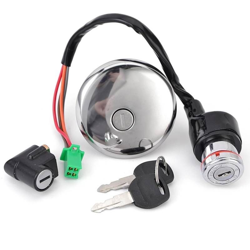BSWRTH Start Zündschlüssel Kompatibel Mit Suzuki Für GN125 1982–1997 1998 1999 2000 2001 Motorrad-Zündschalter, Tankdeckel, Tankdeckel, Schloss, Schlüssel, Modifiziertes Motorradzubehör von BSWRTH