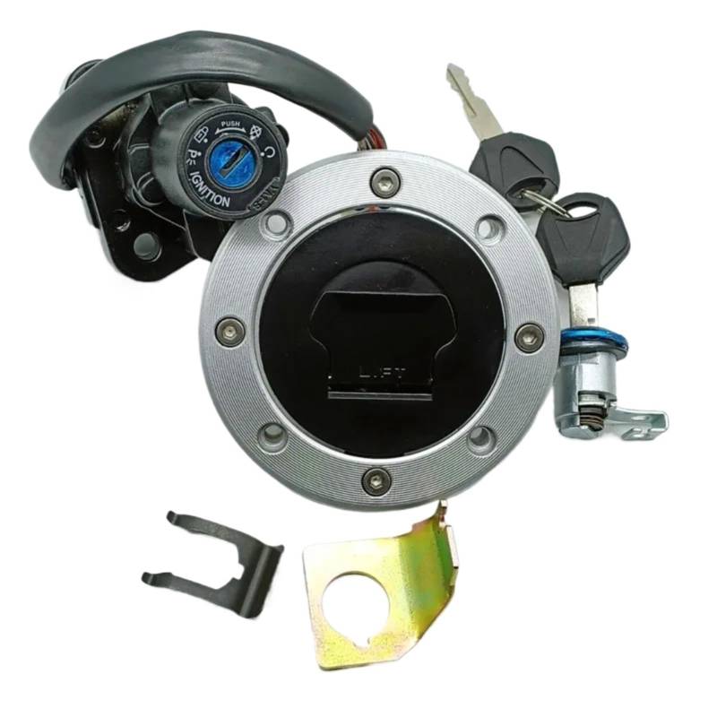 BSWRTH Start Zündschlüssel Kompatibel Mit Suzuki Für GSX1300R Für Hayabusa 2001 2002 2003 2004 2005 2006 2007 Motorrad-Zündschloss, Tankdeckel Mit 2 Schlüsseln von BSWRTH