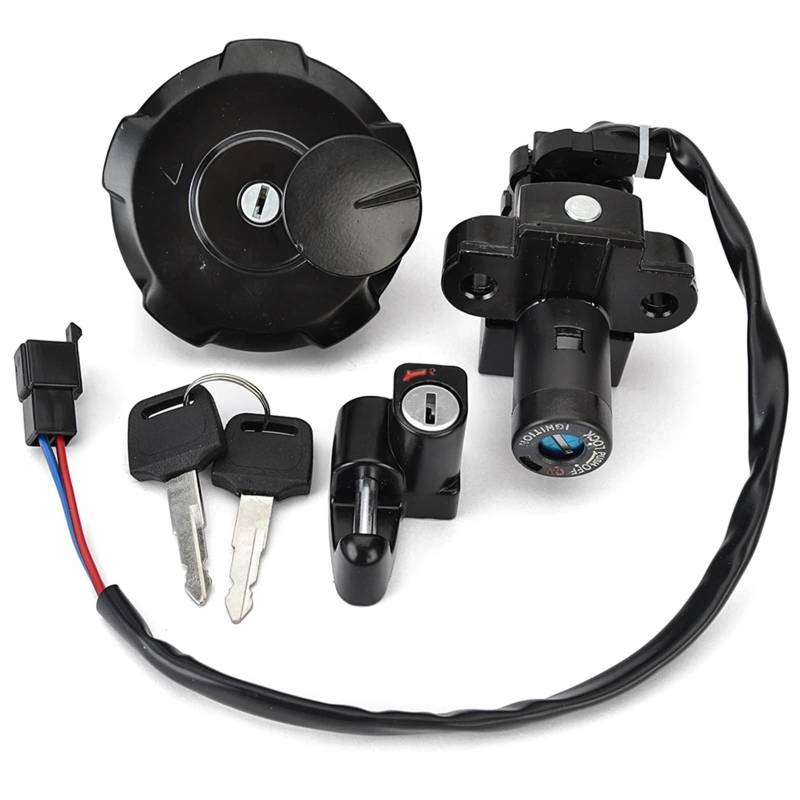 BSWRTH Start Zündschlüssel Kompatibel Mit XR650 Für XR650L 1993–2017 35010-MY6-L40 35010-MY6-680 Motorrad-Zündschalterschloss, Tankdeckelabdeckung Mit 2 Schlüsseln von BSWRTH