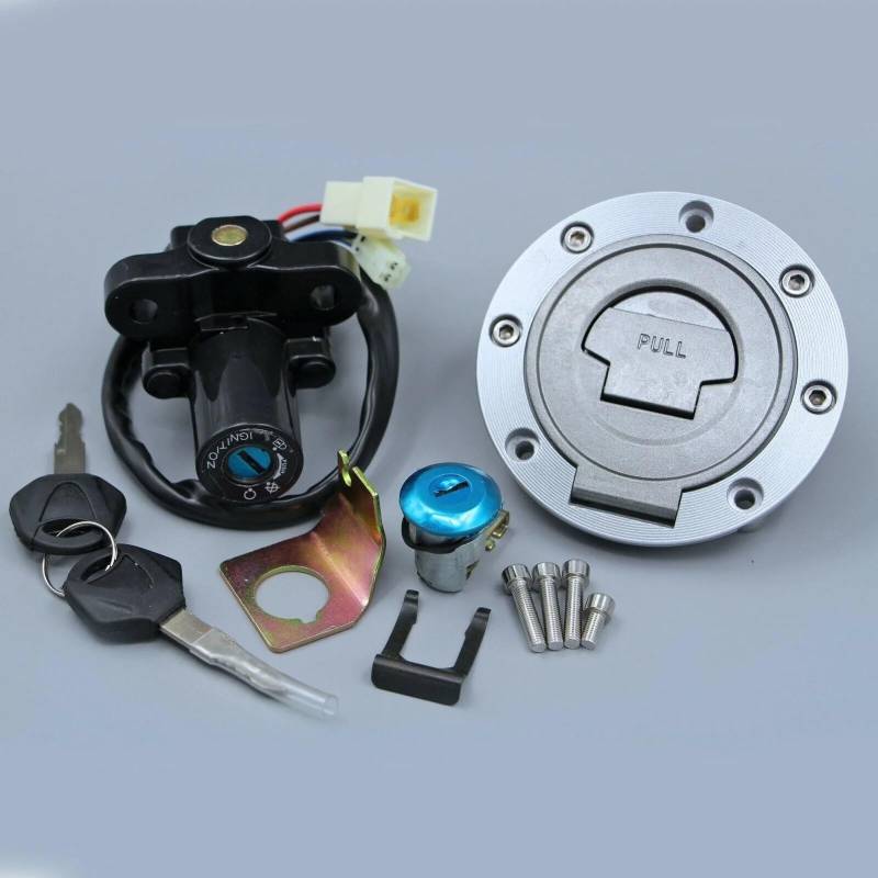 BSWRTH Start Zündschlüssel Kompatibel Mit Yamaha Für FJR1300 2003–2005 Für YZF-R1 2004–2015 Für YZF-R6 2006–2015 Motorrad-Zündschalterschloss, Tankdeckel Mit 2 Schlüsseln von BSWRTH