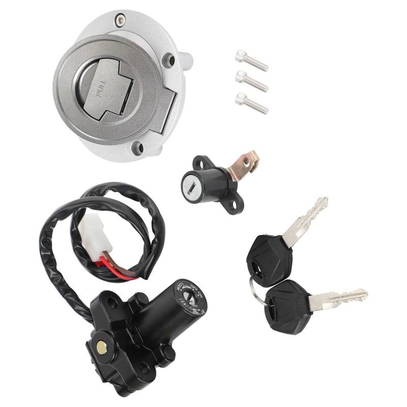 BSWRTH Start Zündschlüssel Kompatibel Mit Yamaha Für FZ6 Für FZ6N Für FZ6S Für FZ6R Für FZ8 Für FZ8N Für FZ8S Für FJ09 Für FZ07 Motorrad-Starter-Zündschalter-Sperr-Tankdeckel-Set von BSWRTH