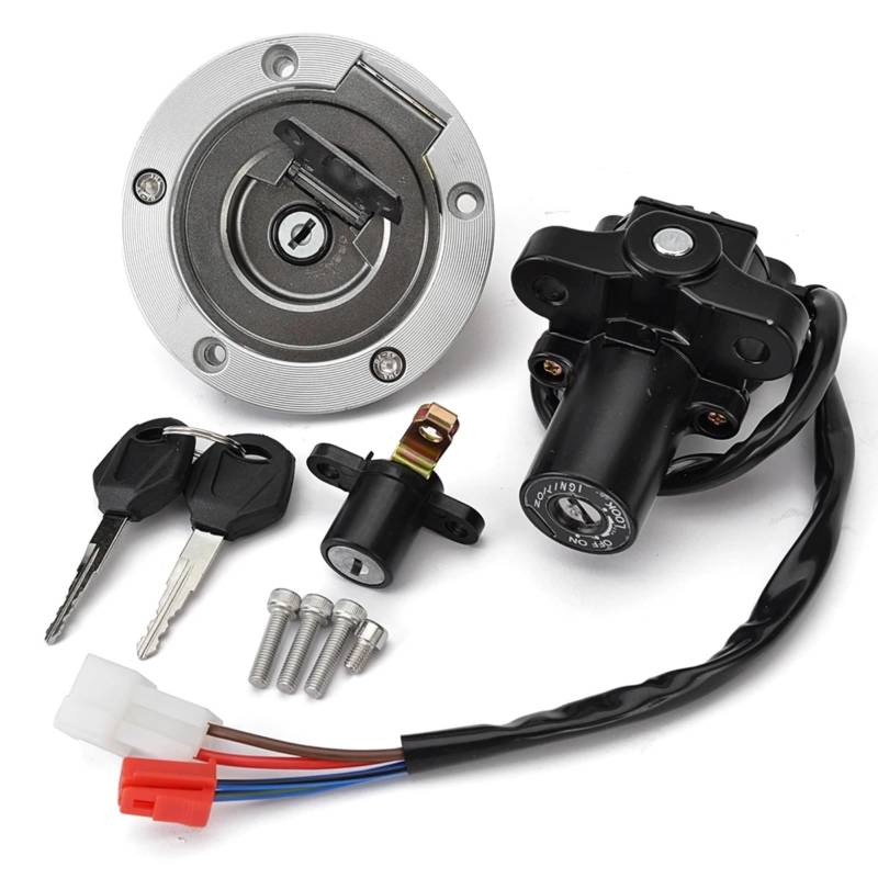 BSWRTH Start Zündschlüssel Kompatibel Mit Yamaha Für FZ6 Für FZ6R Für FZ6N Für FZ6S 2004–2015 Für FZ6R 2004–2016 Für MT-03 2006–2012 Motorrad-Startzündschalter-Tankdeckel-Set von BSWRTH
